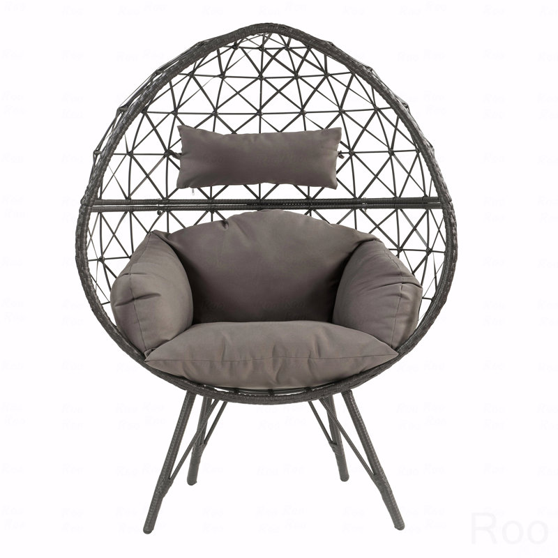 Chaise longue d'extérieur, osier PE, Gris, Gris
