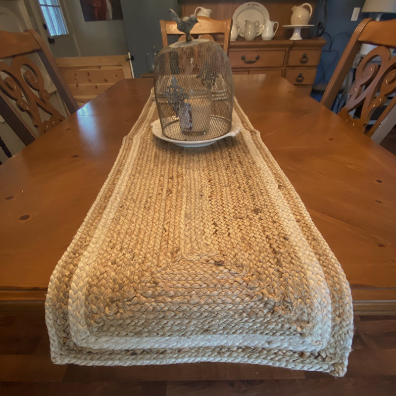 Harpersville Farmhouse Bordered All-Natural Jute Table Runner