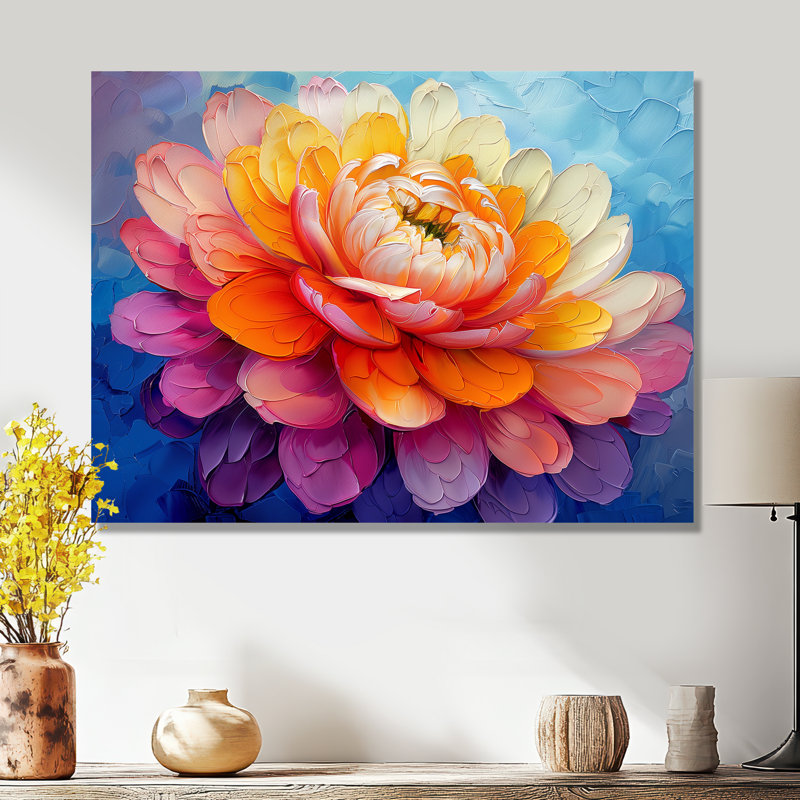 «Dahlia rayonnante jaune et jaune», reproduction d'art mural, Métal, H 30 po x l 40 po