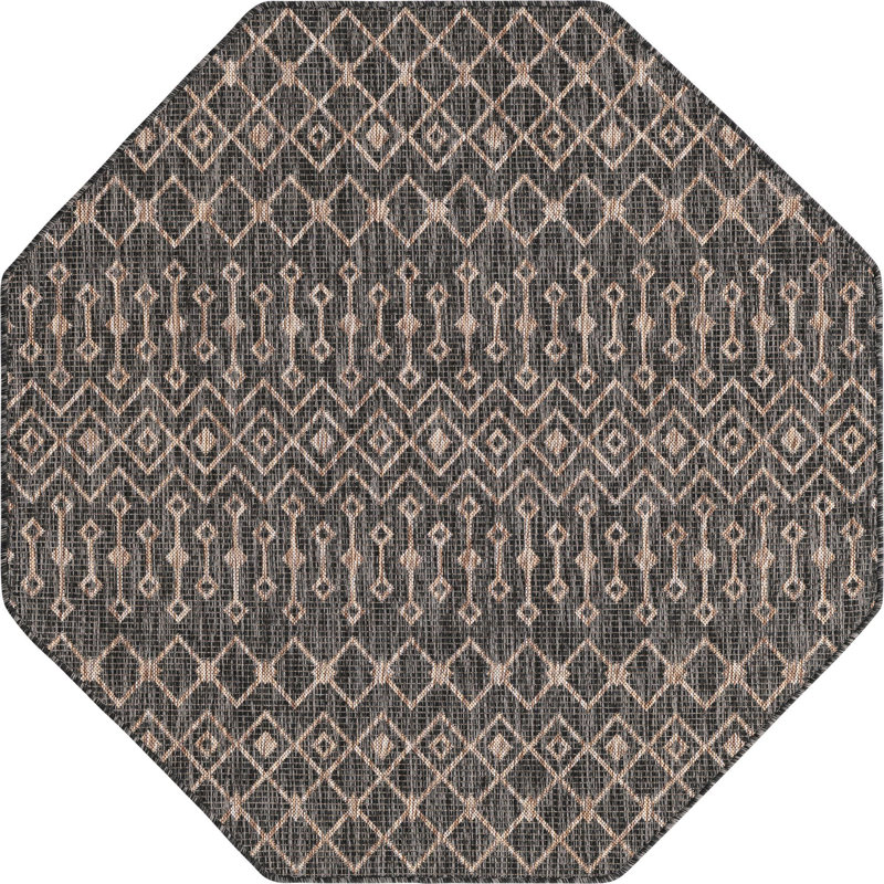 Outdoor Preen Area Rug Ash Color, Octagon 5'3"