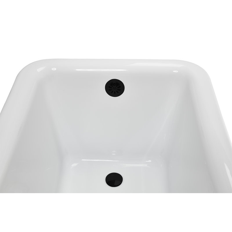 58" Streamlin Clawfoot Tub,Tray,Drain, Clawfeet, Brushed Gun Metal, Matte Black