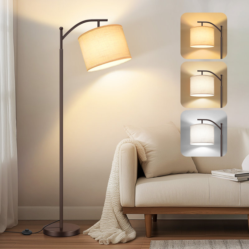 Harmonsburg 63'' Black Task Floor Lamp, Bronzed