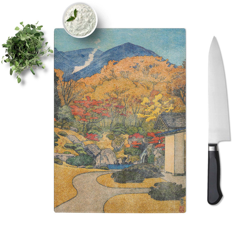 Tempered Glass Autumn in Hakone Museum by Toshi Yoshida Chopping Board, 28.5cm W x 20cm L