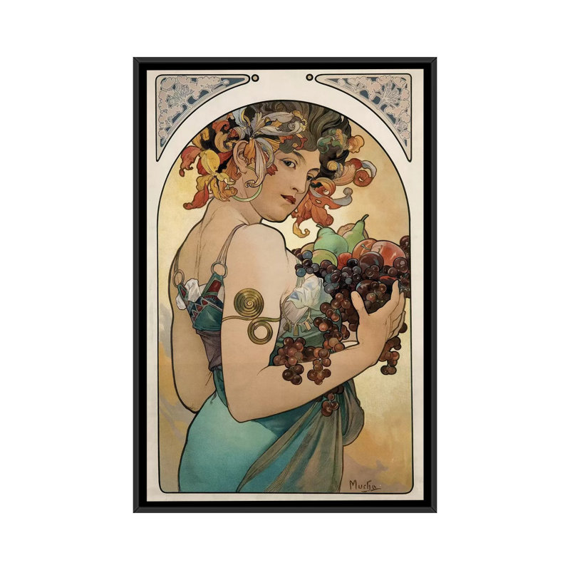 « fruit, 1897 », impression sur toile, H 26 po x l 18 po x P 1,5 po, Toile avec cadre noir, Pas de tapis