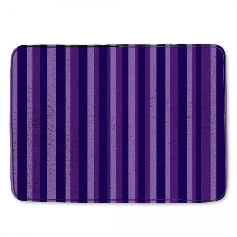 Tapis de bain à rayures, L 34 po x L 21 po, Rayé mauve foncé