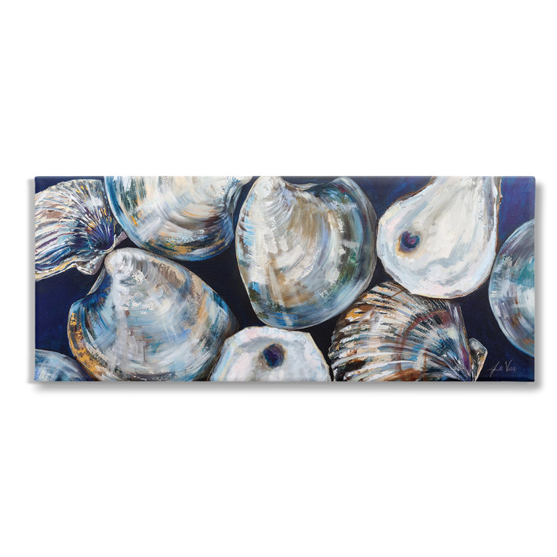 Art mural sur toile «Divers palourdes» par Jeanette Vertentes, H 13 po x l 30 po