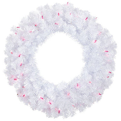 Couronne de Noël artificielle pré-éclairée en pin blanc Woodbury