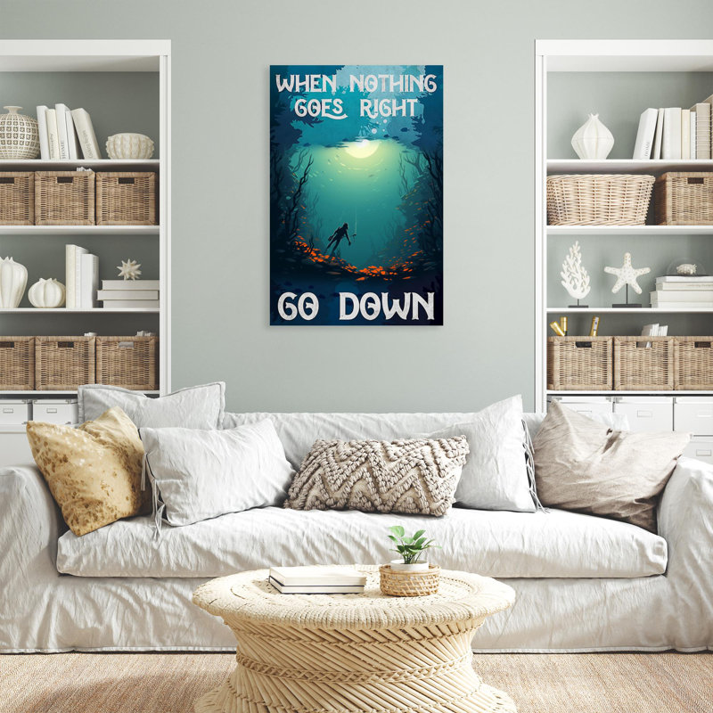 «Erelina When Rien Goes Right Go Down» - 1 pièce, reproduction d'art graphique sur toile tendue