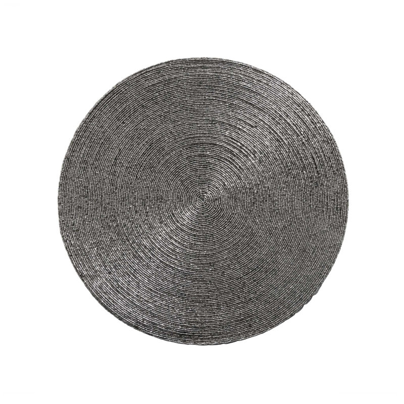 Glass Bead Placemat in Smoke, Set of 4, Smoke Gray