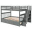 Lit superposé double avec lit gigogne simple, gris. Cadre en bois massif. Rangement supplémentaire. Idéal pour une chambre à coucher ou un dortoir. Pas de sommier gris nécessaire. Structure. Polyvalent et idéal-776797418
