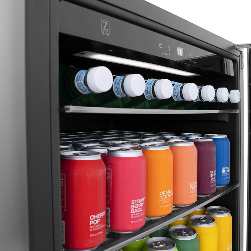 ZLINE 24" Monument Autograph Edition 154 Can Beverage Fridge in Stainless Steel, Gold