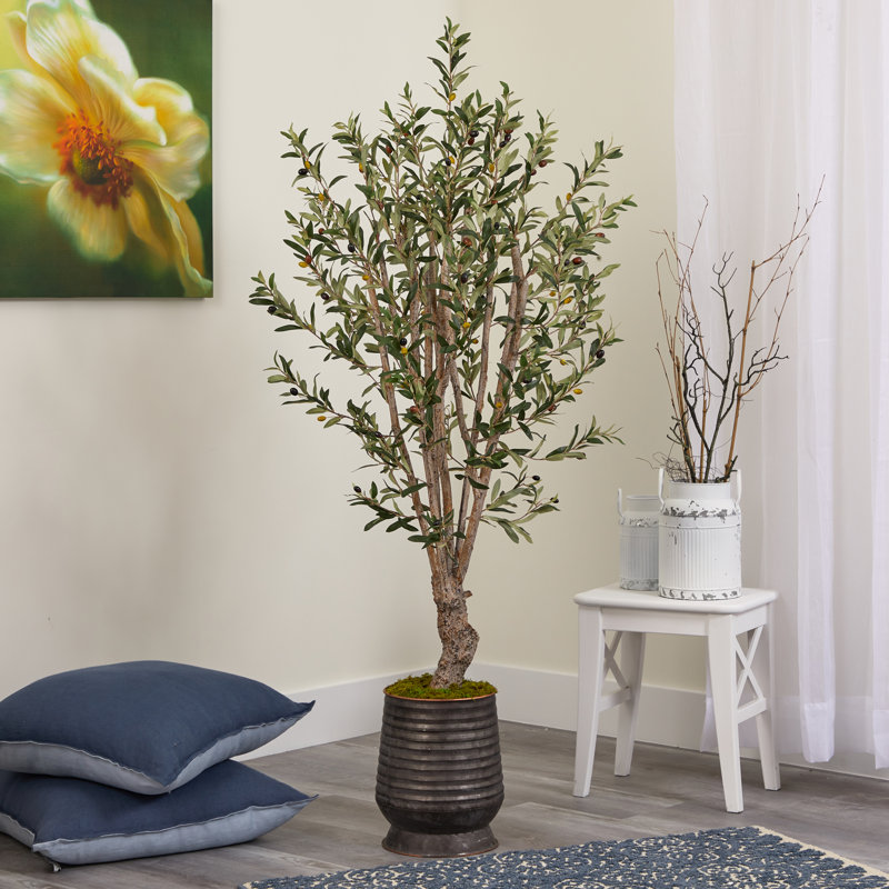 Faux Olive Tree Tree in Metal Planter