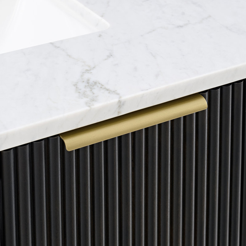 Kensington 48" Bathroom Vanity in Fluted Birch, Black Reeded Birch