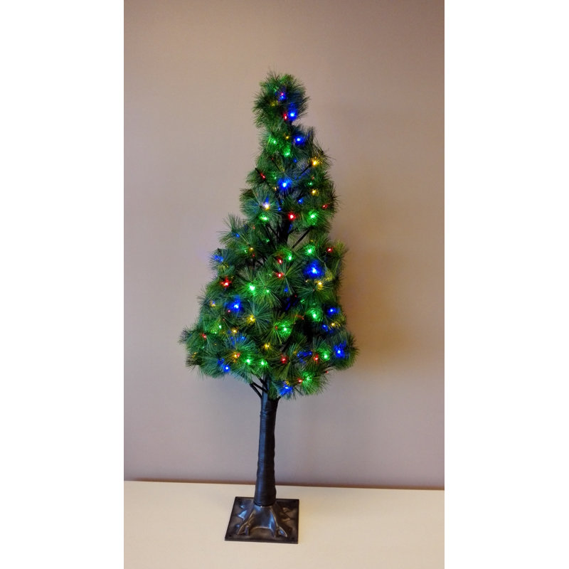 Arbre de noël artificiel pin vert 48 po avec 100 lumières multicolores