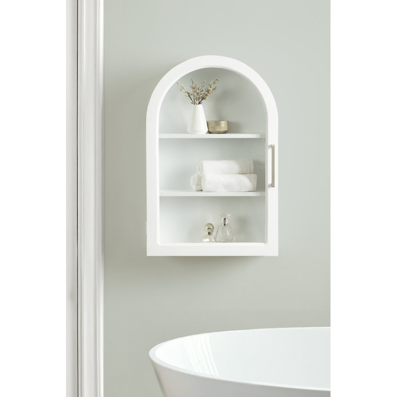 Armoire arquée en bois pour rangement mural, Blanc