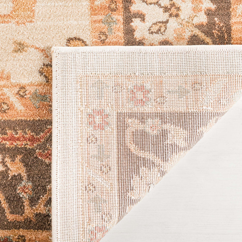 Oriental Area Rug in Cream/Brown, Rectangle 8' x 11'
