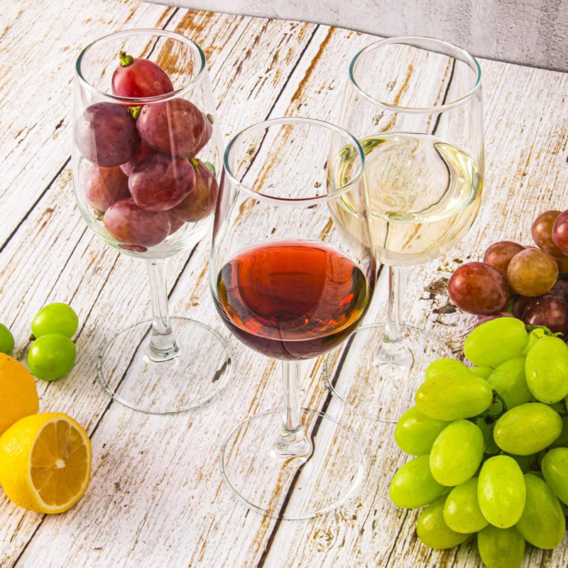 Ensemble de 8 verres à vin rouge, 12 oz, blanc et rouge, transparent, lavable au lave-vaisselle