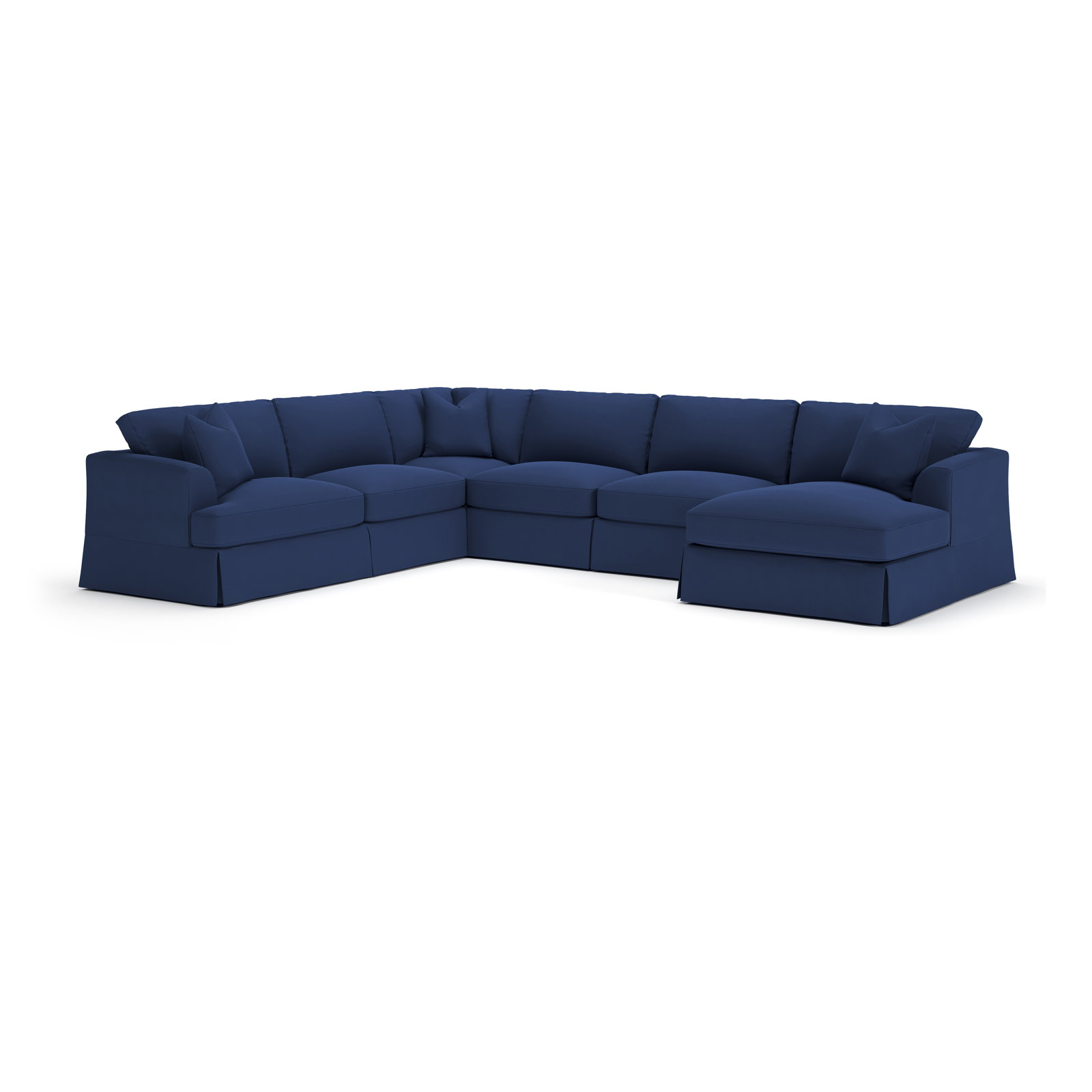 Lucia Upholstered Chaise U-Sectional, Right Hand Facing, Canvas Navy Sunbrella® Canvas