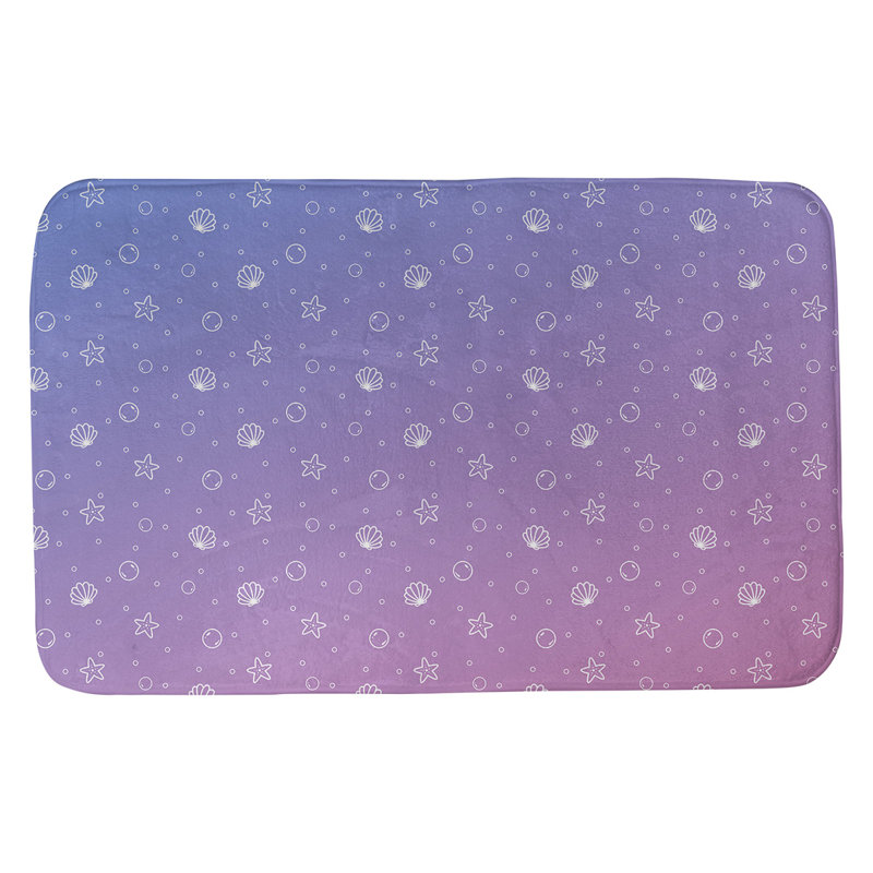 Tapis pour salle de bain coquillage Mcguigan, l 21 po x L 34 po, Rose / Bleu