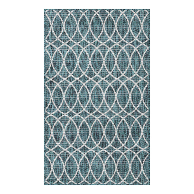 Teal Gitter Indoor/Outdoor Trellis Rug