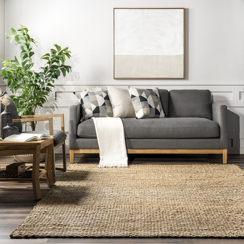 Jaramillo Annelynn Farmhouse Handmade Jute Natural Rug, Rectangle 6' x 9'