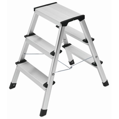 3-stufiger Tritthocker L 90 aus Aluminium