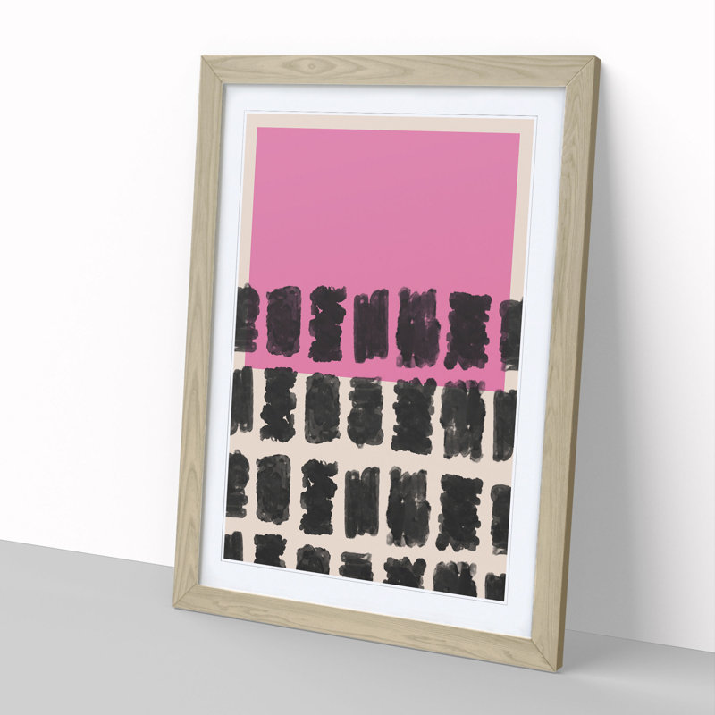 Block Print No.1 - Picture Frame Graphic Art, 90cm H x 65cm W x 2cm D, Oak