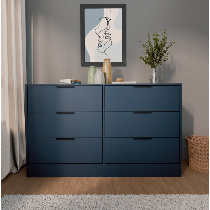 Commode à 6 tiroirs Kahanuola, Bleu