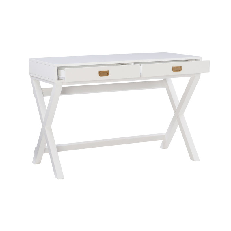 Bureau long Kamie Modern 44 avec tiroir de rangement, Blanc