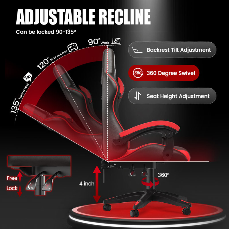 Fauteuil de jeu Stephen, Rouge / Noir