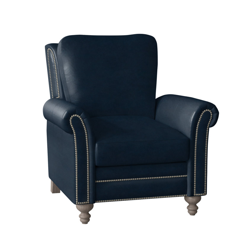 Richardson Recliner, Pewter, Stone, Anilina Cacao Genuine Leather