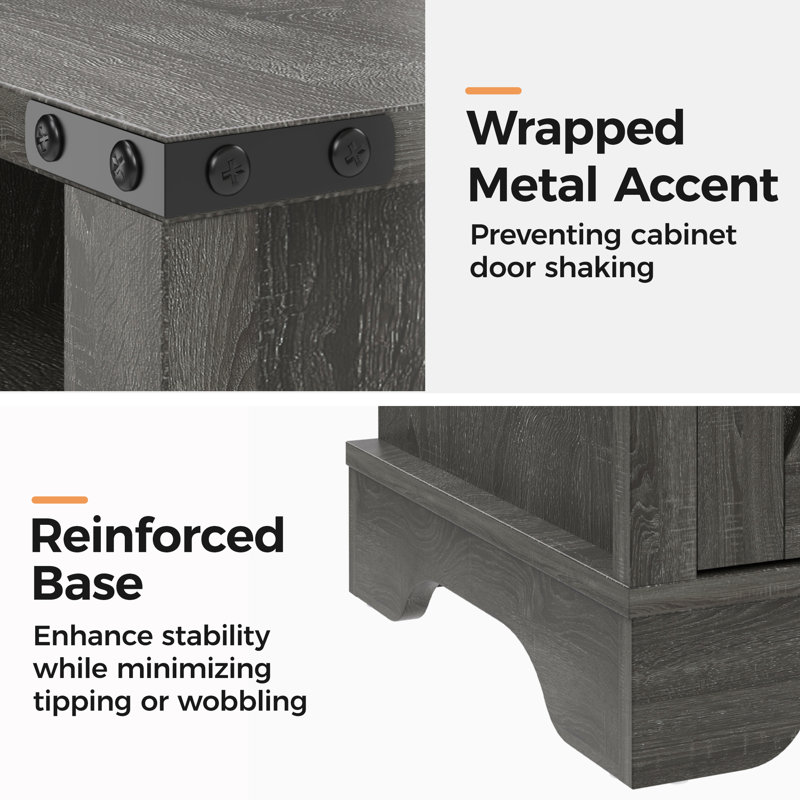 Bradford Bedside Table, Dark Grey, 1