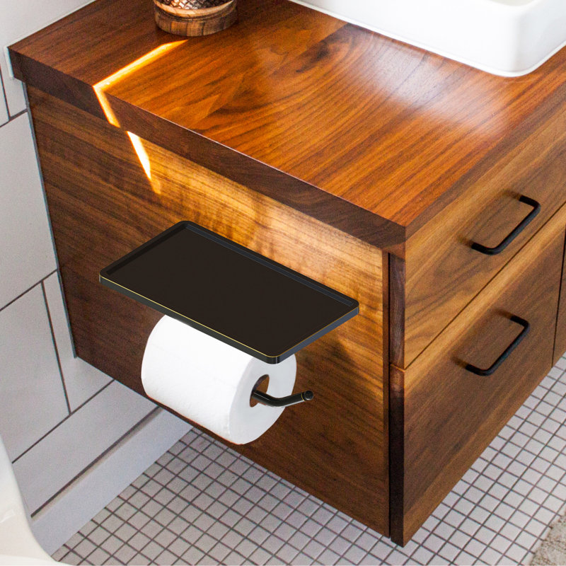 Porte-papier hygiénique mural avec tablette pour salle de bain Millbridge, Bronze huilé
