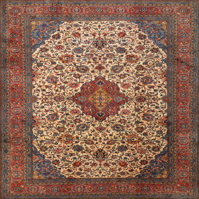 Tapis rouge/crème/bleu traditionnel Cimarron