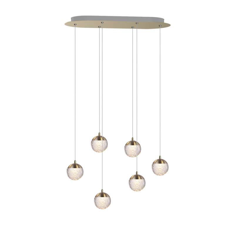 Luminaire suspendu sphère 6 lumières Heatherly, Laiton brossé