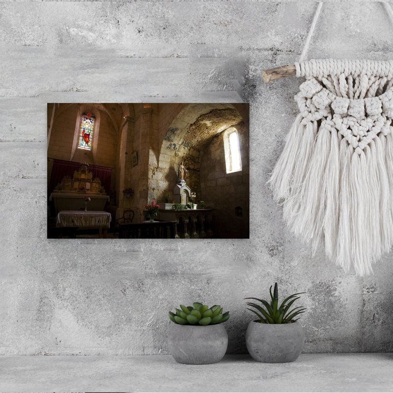 The Alter In The 11th Century Church Siorac-de-Riberac Dordogne France by George Munday - Wrapped Canvas Print