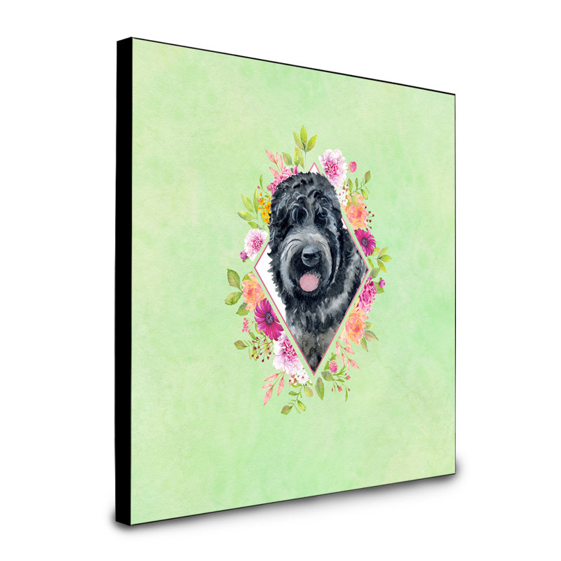 Panneau mural Dollman Flowers, Vert, Terrier noir russe