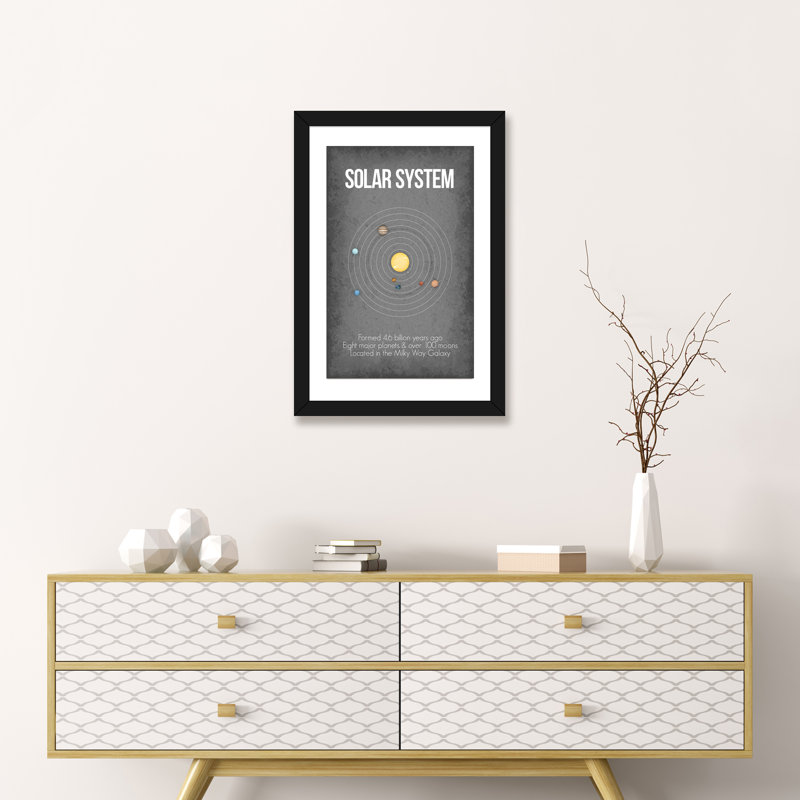 Solar System, 24" H x 16" W x 1" D, Black Framed Fine Art Paper