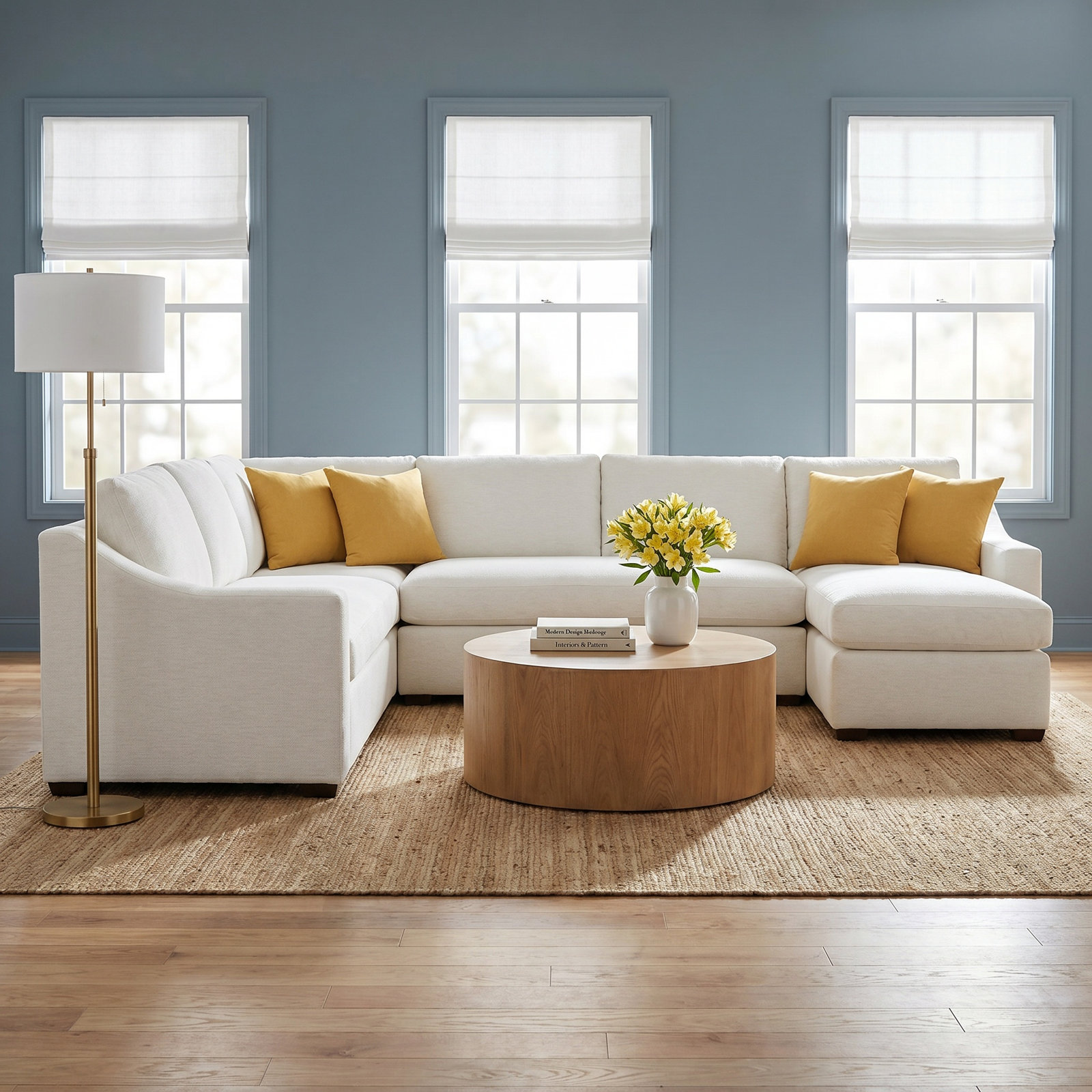 Cranbrook Upholstered U-Sectional, Nomad Snow Crypton® Chenille, Right Hand Facing