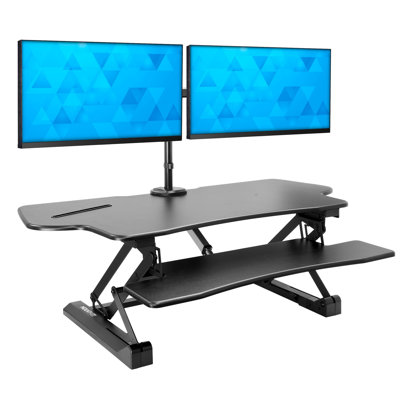Mount-It Electric Stand Up Desk Converter With Dual Monitor Arm, Motorized Standing Desk Riser