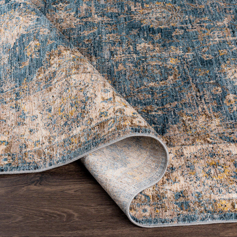 Tapis brun / bleu Allie, Tapis de couloir 2 pi 7 po x 10 pi, Brun et bleu