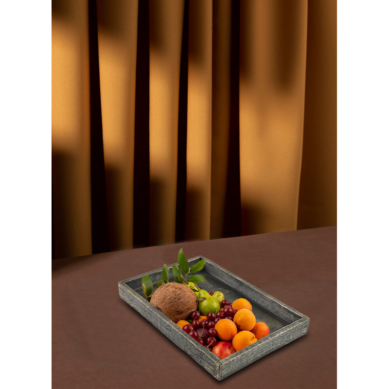 Gracie Oaks Dark Wood Rectangle Serving Tray - 1.7" H X 15" L X 10" W - Elegant Wooden Tray For Coffee Table Decor, Serving Snacks, And Entertaining Guests
