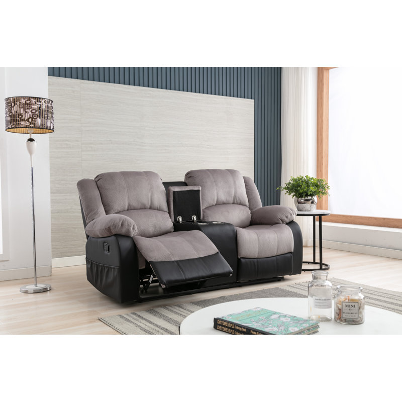 Ensemble de salon inclinable en mousse 3 pièces Alizzon, Similicuir gris