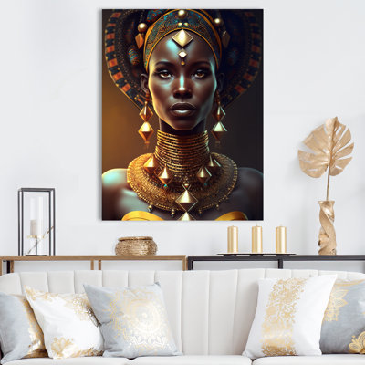 Edsell, reine afro-américaine avec bijoux traditionnels III sur toile