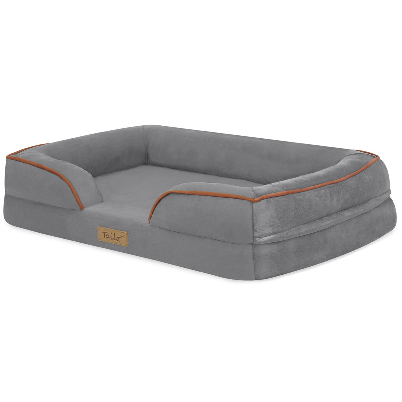 Slate Orange Medium Orthopedic Outdoor Pet Mattress with Bumper