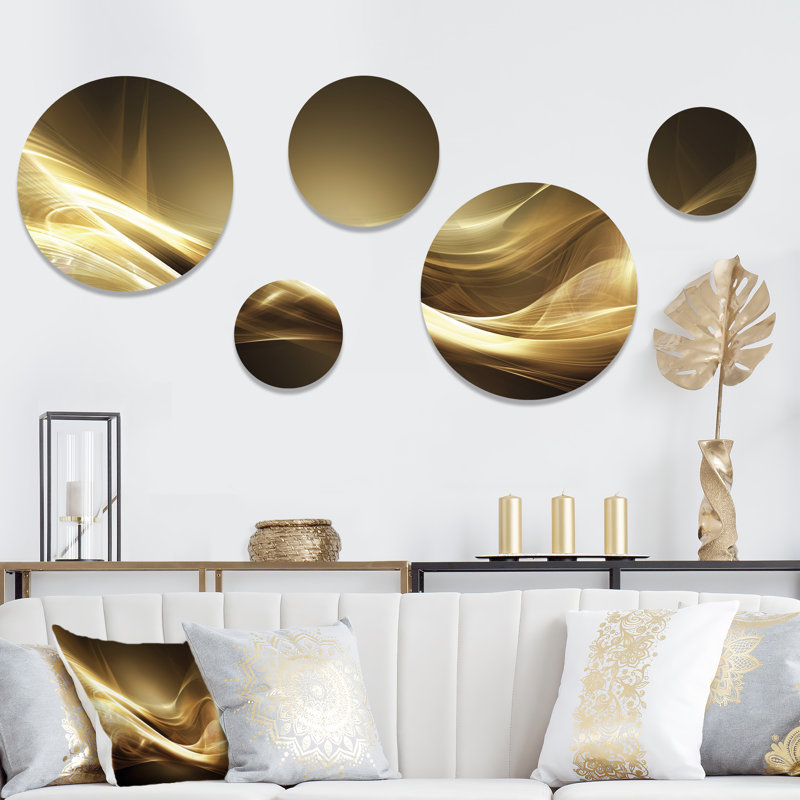 Gold Elegant Modern Sofa III - Modern Waves Metal Wall Décor