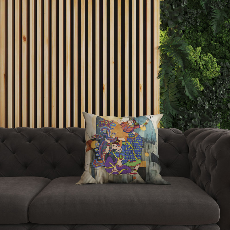 Abstract Outdoor Reversible Throw Pillow, 18"H x 18"W