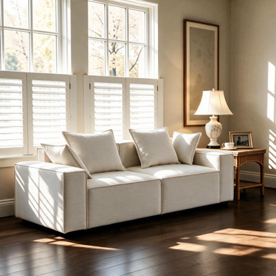 Makassar 89.37' Sofa with Square Armrests