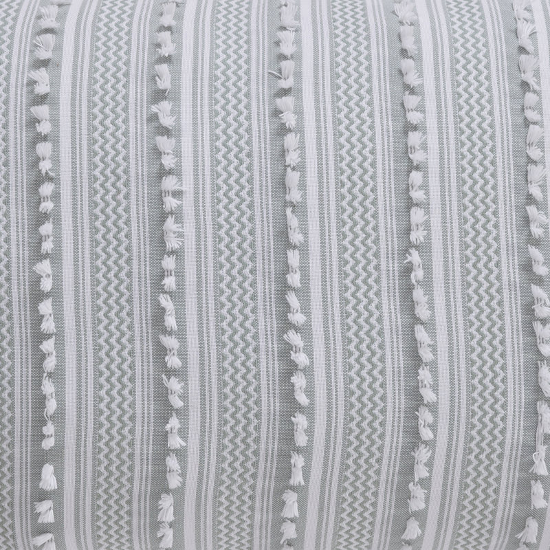 Gray King Cotton Comforter Set with Textured Stripes