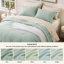 Ensemble d'édredon pour lit double - ensemble de literie 7 pièces vert sauge pour toutes les saisons, lit de style bohème contrastant dans un sac avec édredon, draps, taies d'oreiller et taies décoratives-105522623-105522625
